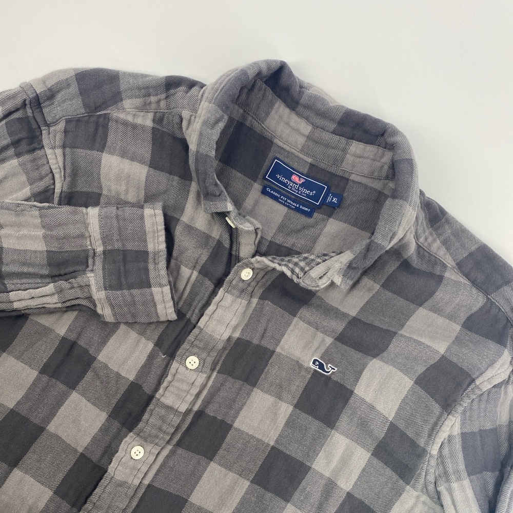 Vineyard Vines Flannel Shirt Mens Extra Large Gray Buffalo Check Whale Classic